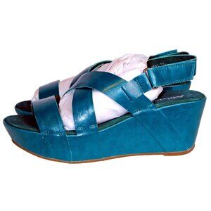 Beautiful Antelope Teal Green Strappy Leather Platform Sandals Size 7.5 NWB